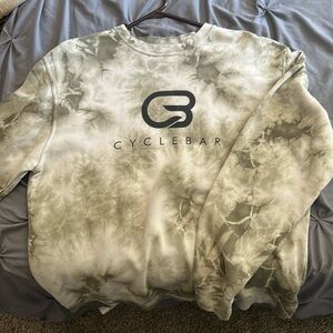 Green tie dye cyclebar crew neck